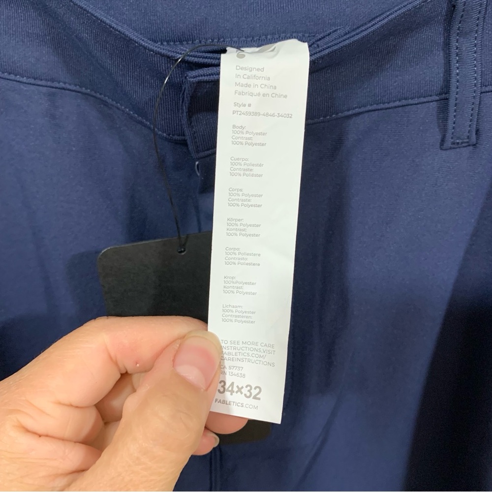 NEW Fabletics Pants Mens 34x32 Navy The Don 5 Pocket Slim Stretch Chino - Picture 9 of 10